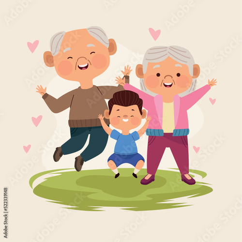 grandparents couple with grandson