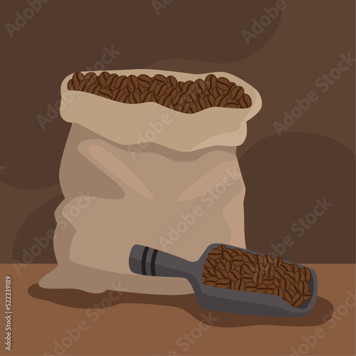 coffee sack and shovel