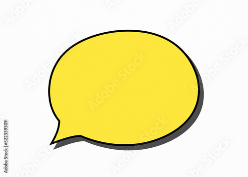 A blank empty speech bubble (cute comic strip style). Yellow body, black border, gray shadow. 