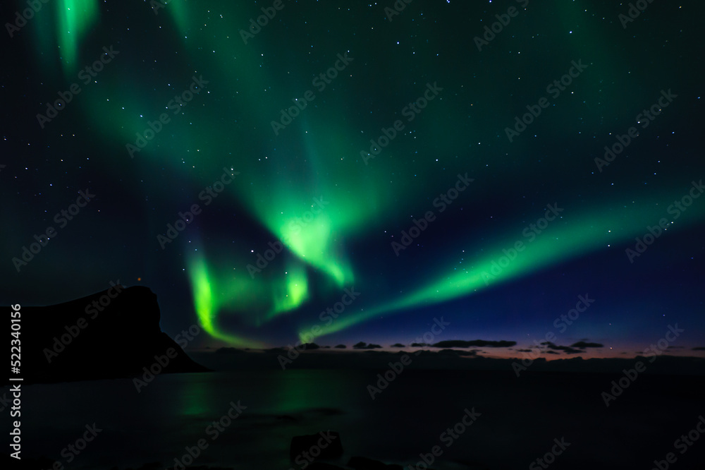 Aurora Borealis on Sky in Lofoten islands, Norway