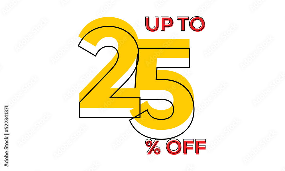 Obraz premium discount upto 25 percent off sale vector, 25 percent off typography vector illustration