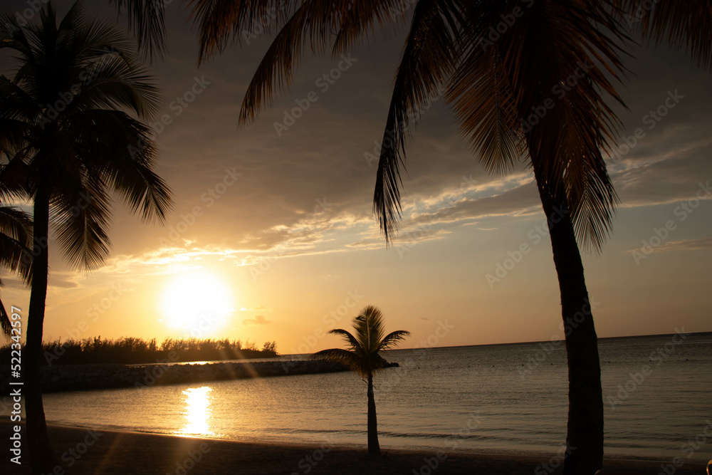 sunset on the beach in Jamaica
