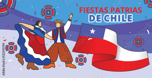 banner template illustration for the happy patrias independence event in Chile photo