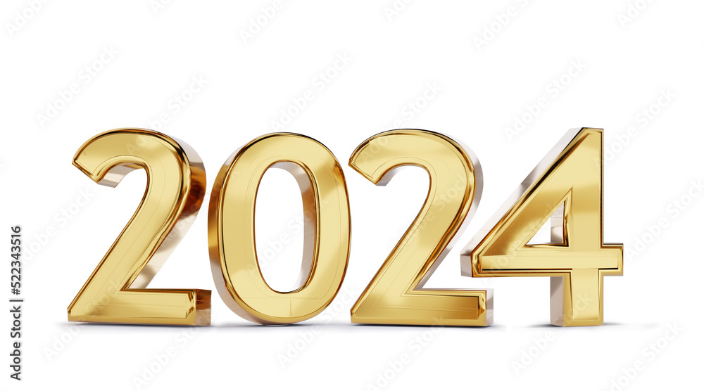 2024 golden bold letters symbol on transparent 3d-illustration 2024 golden bold letters symbol on transparent 3d-illustration