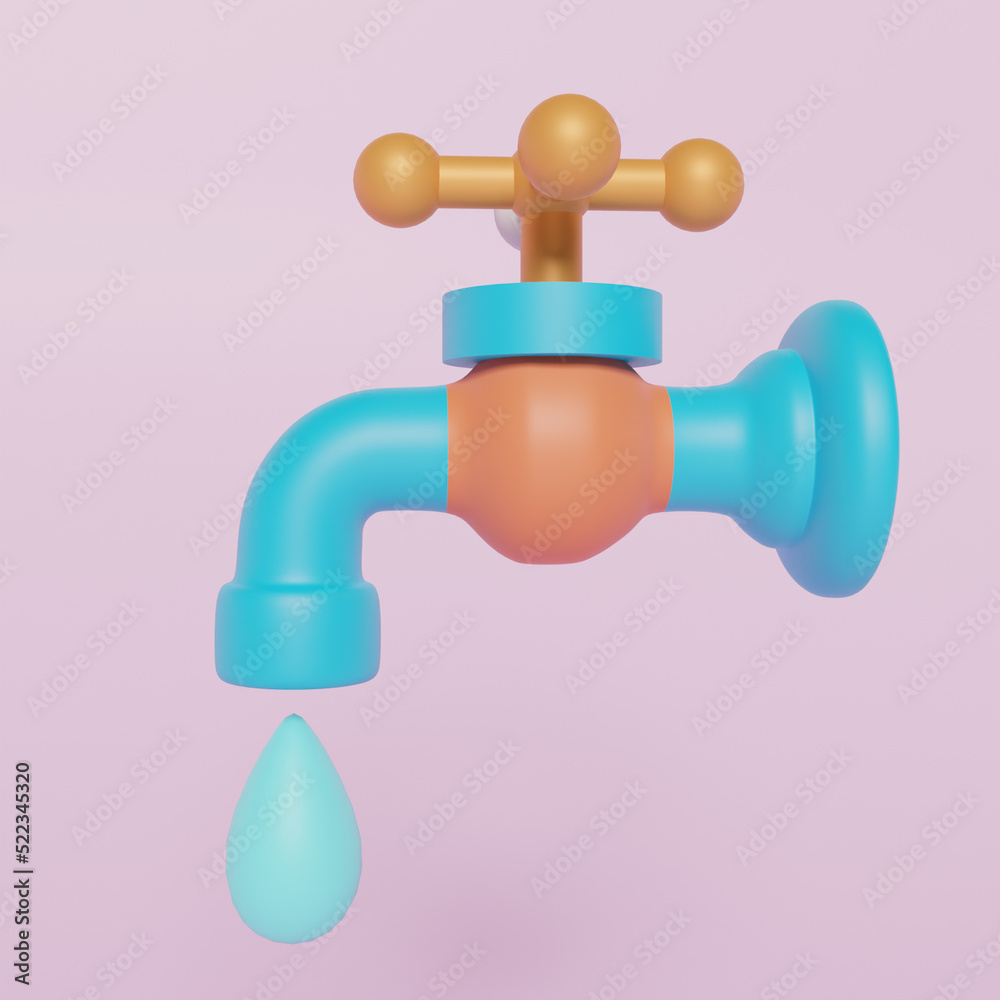 3d render illustration faucet