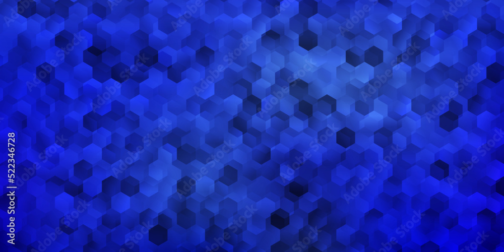 Dark blue vector layout with shapes of hexagons.