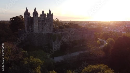 Vista aérea de drone sobre o Castelo de Santa Maria da Feira, Aveiro (Portugal)	 photo