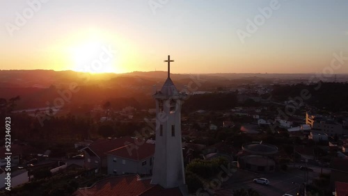 Vista aérea de drone sobre a Capela de Nossa Senhora dos Remédios em Seixo Alvo, Olival, Vila Nova de Gaia - Portugal	 photo