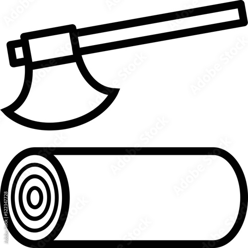 Wood logging or lumber harvesting line art vector icon for apps and games