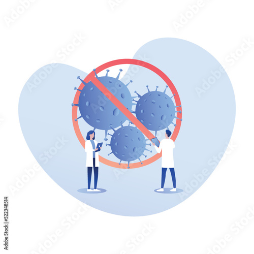 Stop coronavirus. Coronavirus outbreak vector illustratin. Pandemic medical concept with dangerous cells.