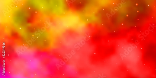 Light Pink, Yellow vector background with small and big stars.