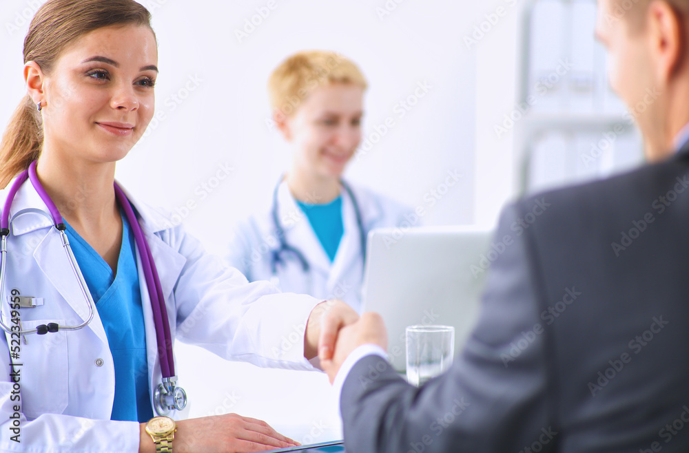 Doctor and Patient isolated on white background