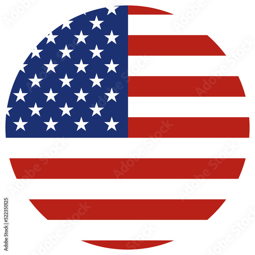 United States flag round icon. American flag