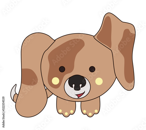 Puppy Pup Cute baby Dog Brown Little Dog Cartoon Kawaii  Flat Vector Isolated Illustration 