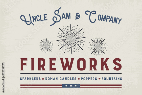 Uncle Sam and Company Fireworks - Color | Farmhouse | Print | EPS10