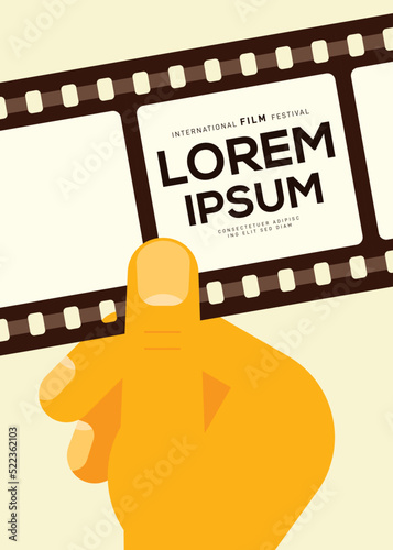 Movie poster design template background with vintage filmstrip