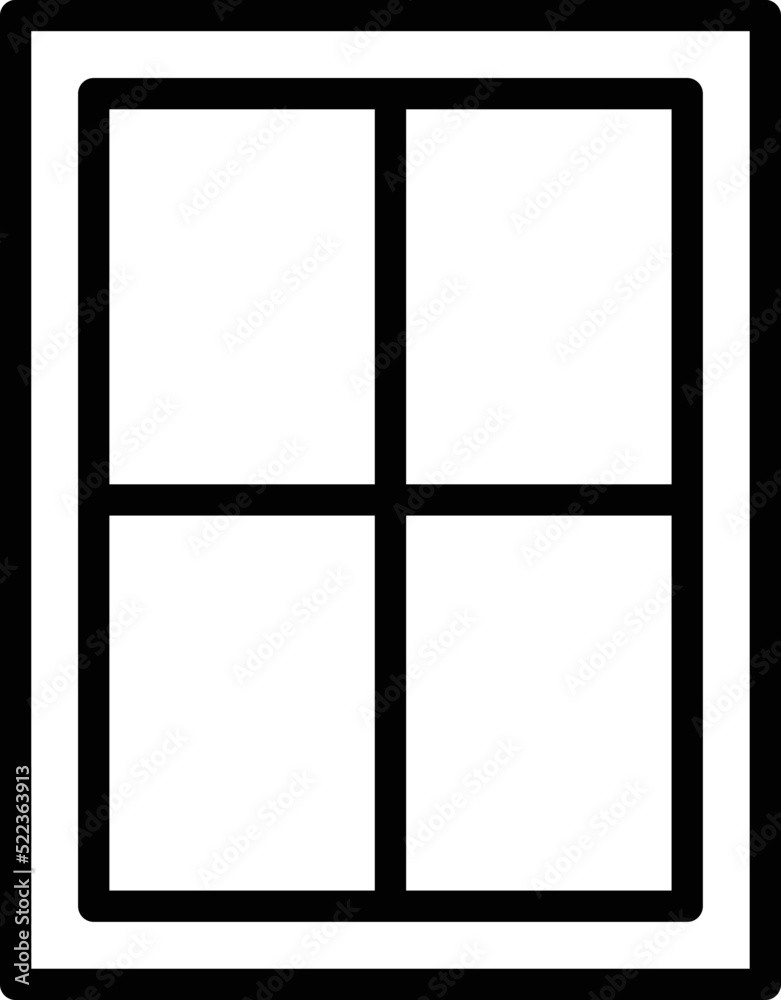 Simple casement window line art vector icon for home apps and websites Simple casement window line art vector icon for home apps and websites