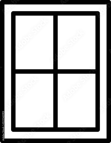 Simple casement window line art vector icon for home apps and websites