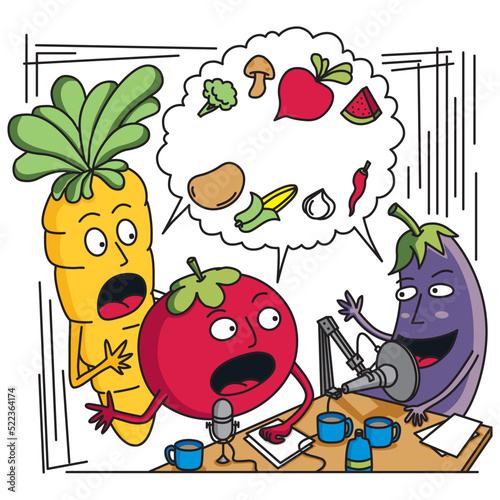 Happy Vegetables doing podcast in studio