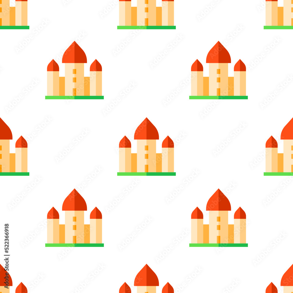 Single palace pattern. palace concept. flat trendy Vector seamless Pattern, background, wallpaper Single palace pattern. palace concept. flat trendy Vector seamless Pattern, background, wallpaper