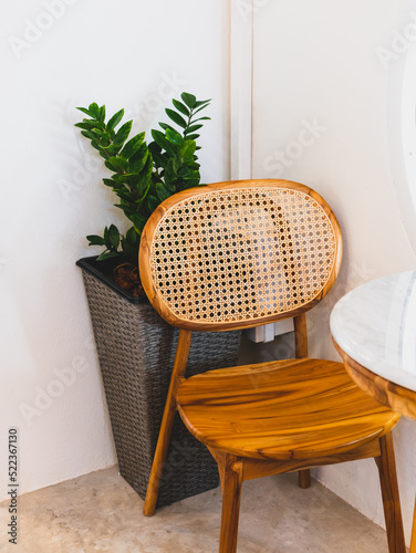 Table and chairs in the garden cafe.