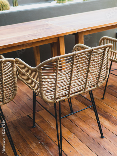 Table and chairs in the garden cafe.