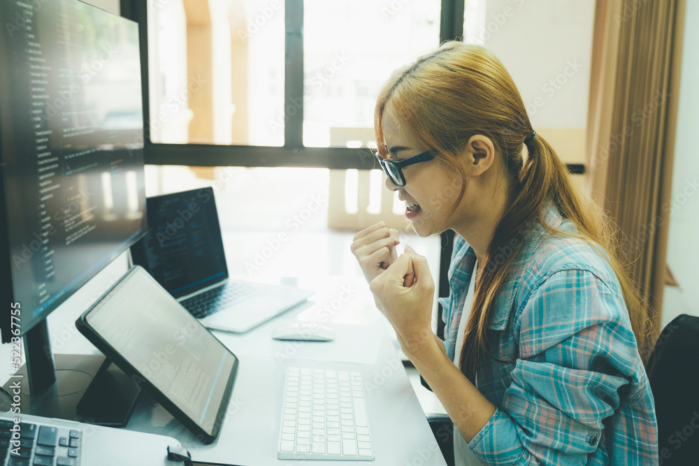 Programmer is coding and programming software. Programmer is coding and programming software.