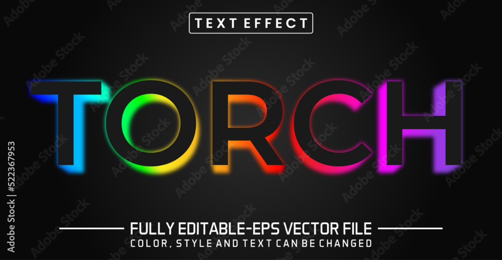 Torch editable text effect, neon text style
