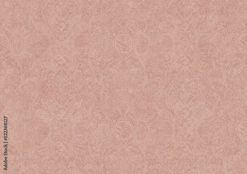 Fototapeta premium Hand-drawn abstract seamless ornament. Light semi transparent pale pink on a pale pink background. Paper texture. Digital artwork, A4. (pattern: p04b)