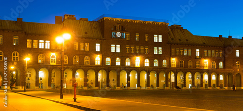 Image of Dom ter in light of hungarian city Szeged outdoors. photo