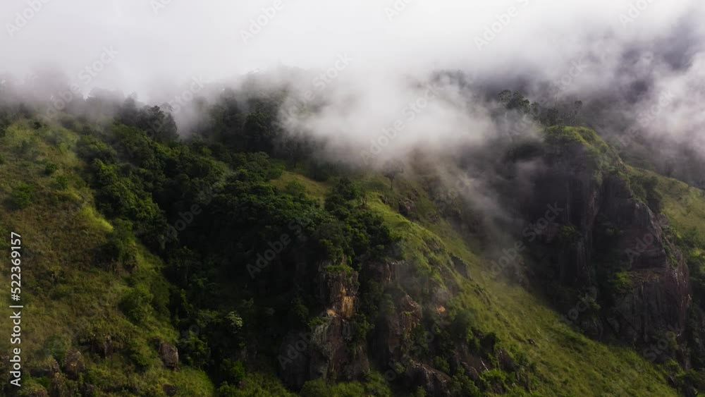 Aerial view of jungle and mountains covered with clouds. Sri Lanka Aerial view of jungle and mountains covered with clouds. Sri Lanka