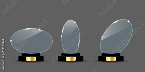 Realistic set glass awards. Vector illustration. Stock image.