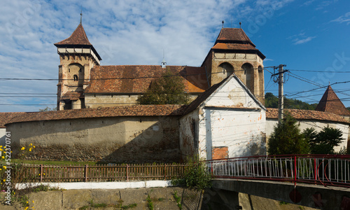 Medieval scenery of Transylvania with fortified church Valea Viilor, Romania photo