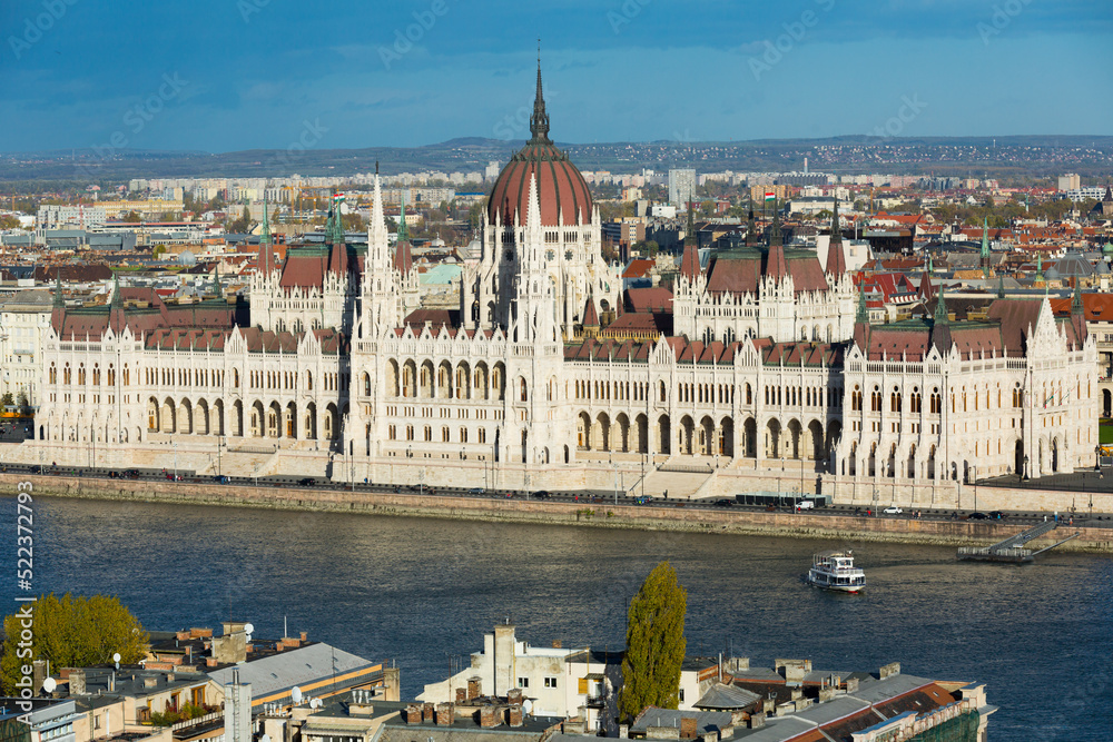 Fototapeta premium Image of building of Parliament in Budapest of Hungary outdoor.