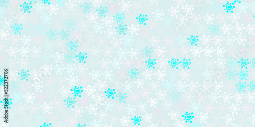 Light Pink, Blue vector pattern with coronavirus elements.