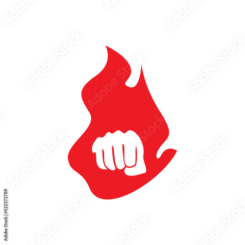 fire fist silhouette. power people sign and symbol. fight vector illustration.