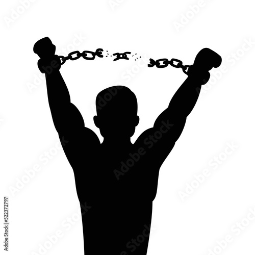 man break chain silhouette. freedom sign and symbol.