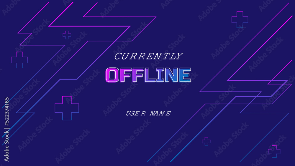 currently offline twitch banner background with geometric shapes