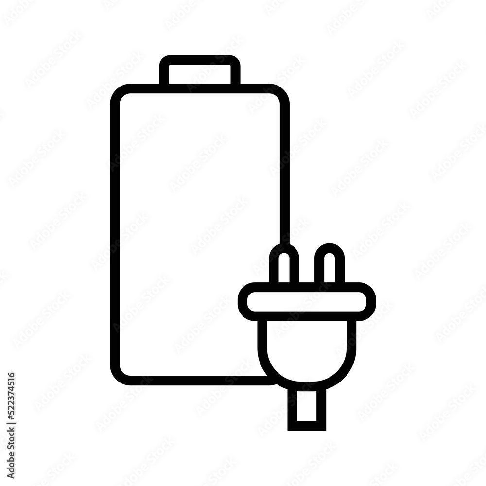 empty battery with plug charging icon vector empty battery with plug charging icon vector