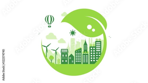 Smart ecology city illustration animation ( mp4 ) | no text