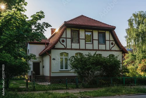 Kaliningrad, Russia, 06.28.2022: View of a villa in the historic district of Amalienau (former prestigious suburb of Koenigsberg) on a sunny summer day