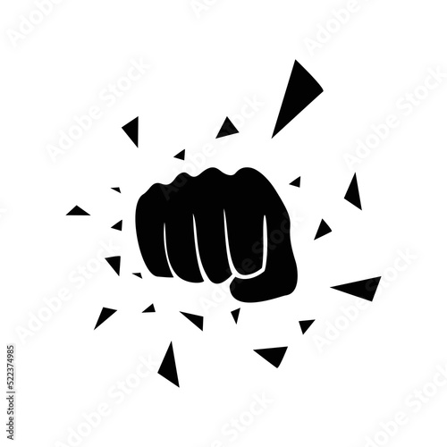fist break glass silhouette. power people sign and symbol. fight vector illustration.