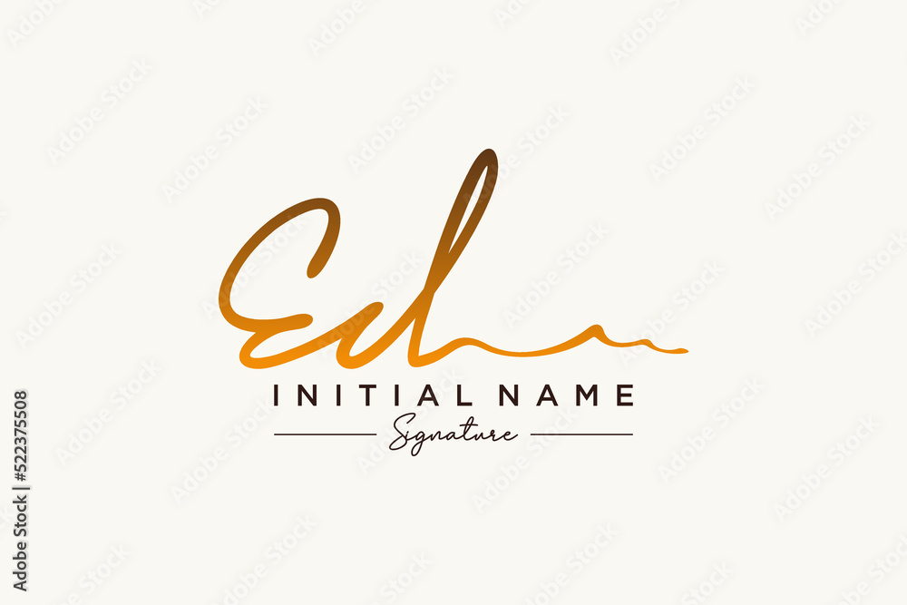 Initial ED signature logo template vector. Hand drawn Calligraphy lettering Vector illustration. Initial ED signature logo template vector. Hand drawn Calligraphy lettering Vector illustration.