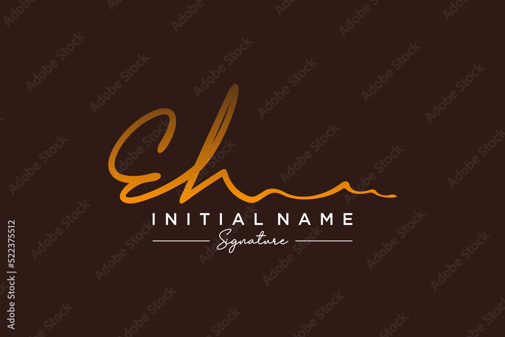 Initial EH signature logo template vector. Hand drawn Calligraphy lettering Vector illustration.