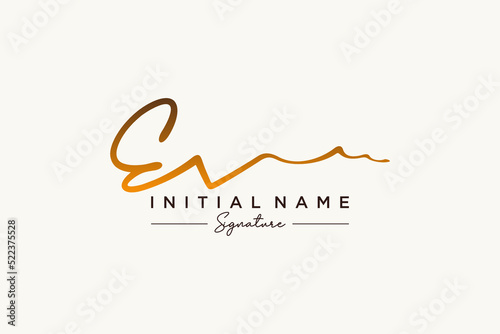 Initial EV signature logo template vector. Hand drawn Calligraphy lettering Vector illustration.