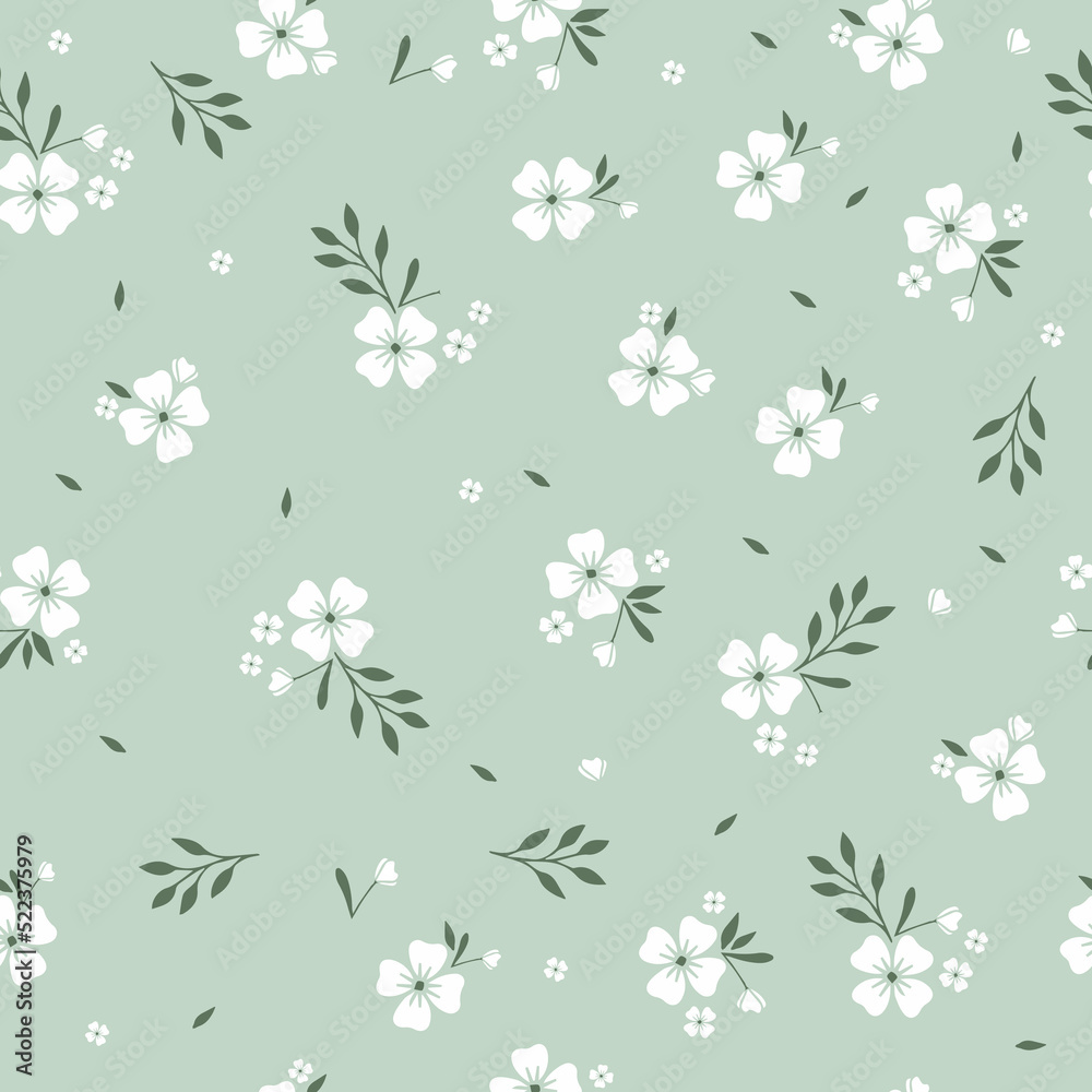 seamless pattern jasmine flower with leaf and branch vector