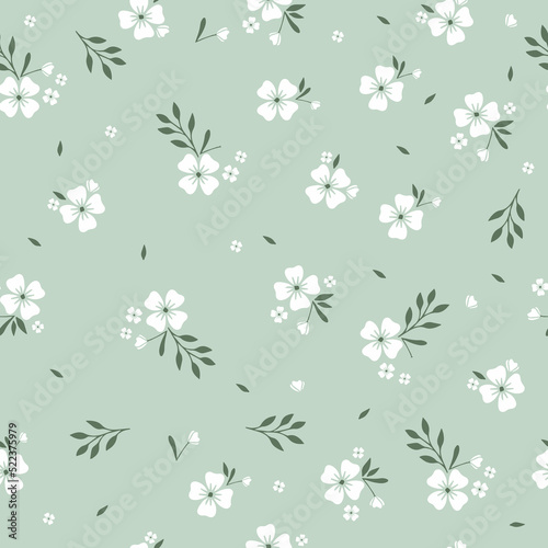 seamless pattern jasmine flower with leaf and branch vector
