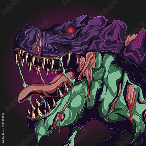 zombie tyrannosaurus head vector illustration