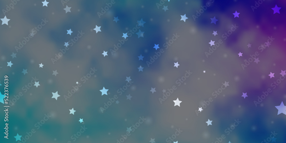 Light Pink, Blue vector background with colorful stars.