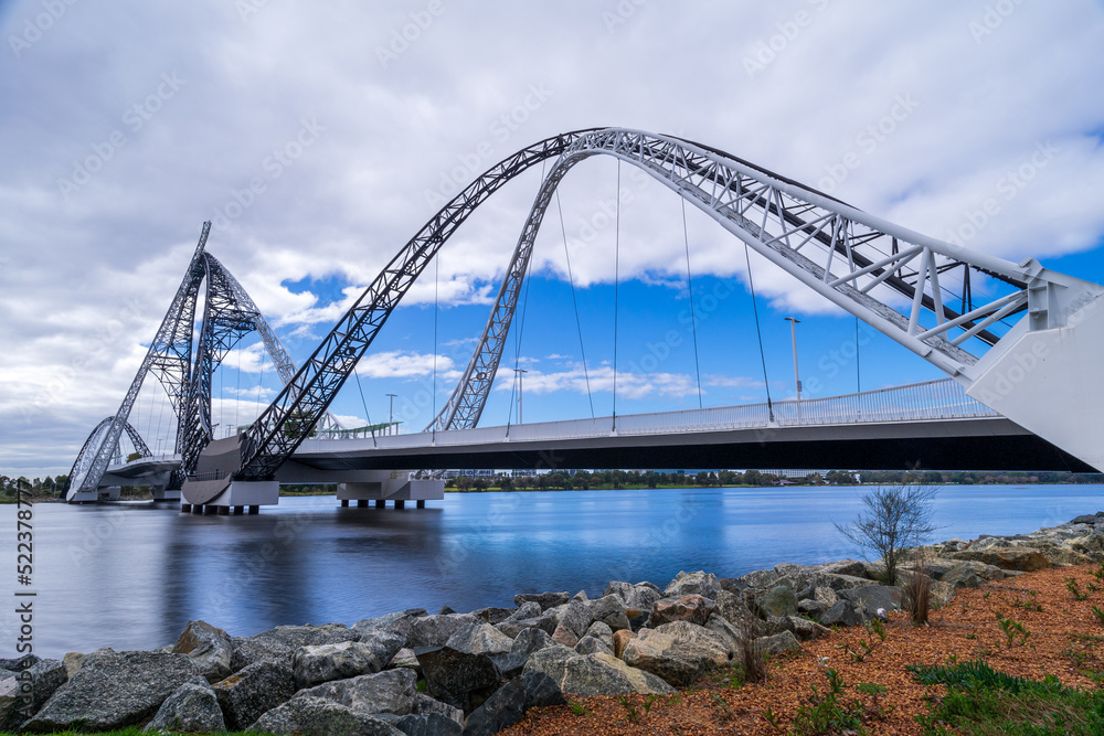 Naklejka premium bridge over river. Matagarup Bridge.
